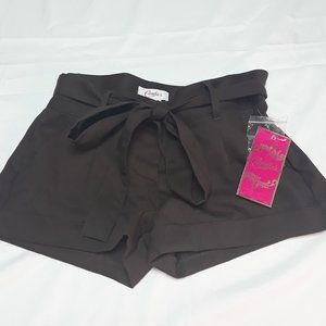 NWT Kohl's Candie's Vintage Voyage Chocolate Brown Belted Shorts Size 1   **G**